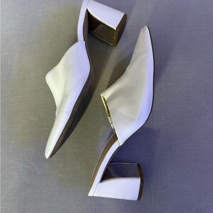 Chic White Block Heel Mules